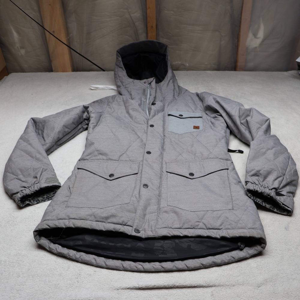 Volcom Jacket Womens Small Grey Bridge Insulated Waterproof Snow Quilted Parka